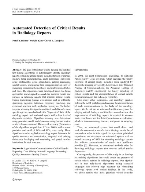 Automated Detection of Critical Results in Radiology Reports.